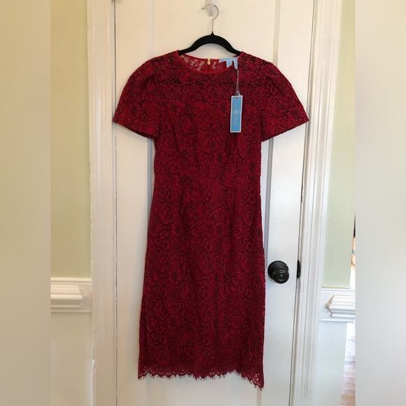 NWT NEW Draper James Collection Regal Red Knee Length Lace Sheath Dress - Picture 4 of 13